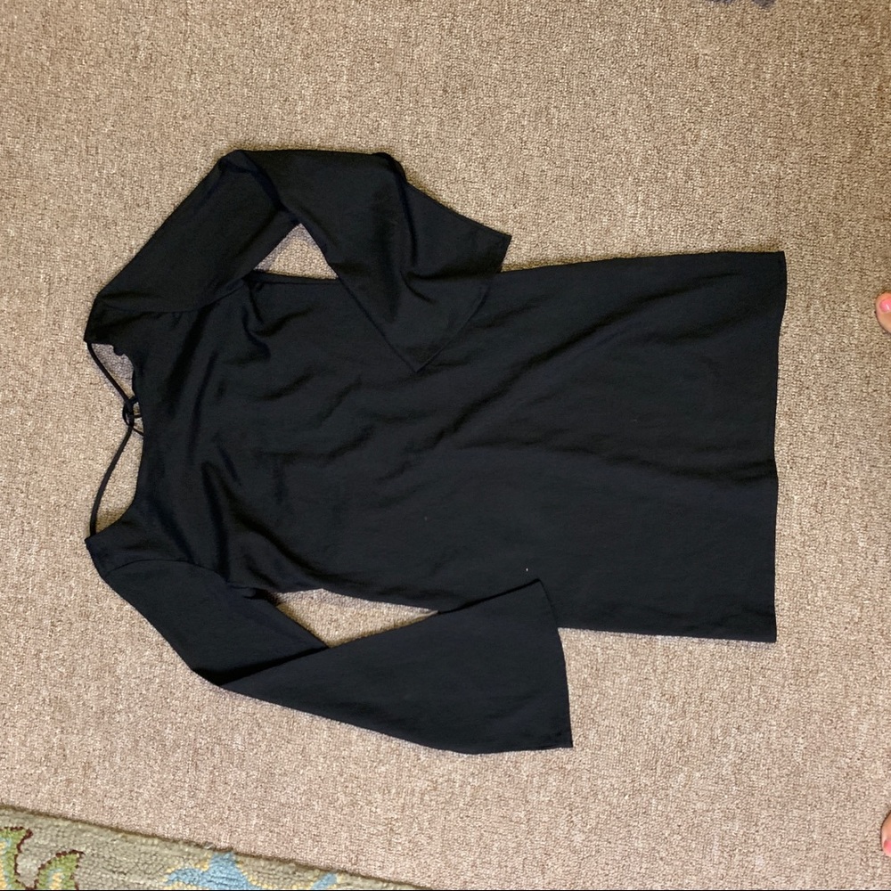 black open back dress